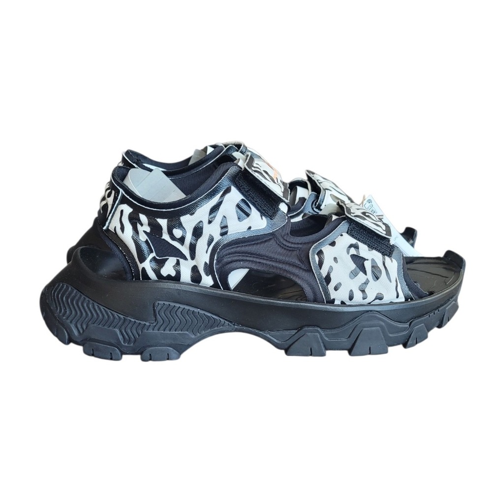 ADIDAS x Stella McCartney 9 Black White Animal Print Hika Sandal Women - Picture 5 of 13